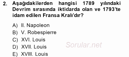 Siyasi Tarih 2013 - 2014 Dönem Sonu Sınavı 2.Soru