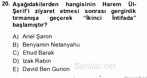Siyasi Tarih 2013 - 2014 Dönem Sonu Sınavı 20.Soru
