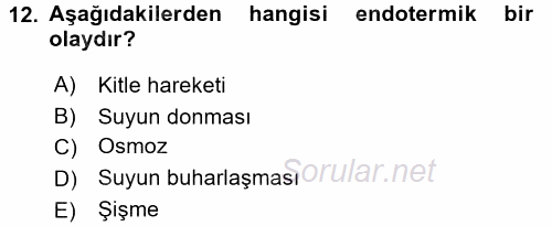 Toprak Bilgisi ve Bitki Besleme 2017 - 2018 Dönem Sonu Sınavı 12.Soru