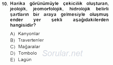 Turizm Coğrafyası 2014 - 2015 Ara Sınavı 10.Soru