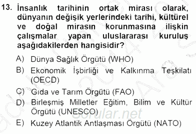 Turizm Coğrafyası 2014 - 2015 Ara Sınavı 13.Soru