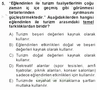 Turizm Coğrafyası 2014 - 2015 Ara Sınavı 5.Soru