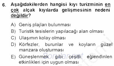 Turizm Coğrafyası 2014 - 2015 Ara Sınavı 6.Soru