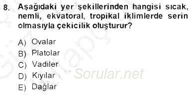 Turizm Coğrafyası 2014 - 2015 Ara Sınavı 8.Soru