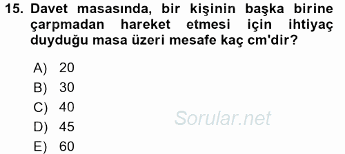 Yiyecek Üretim Temelleri 2017 - 2018 3 Ders Sınavı 15.Soru