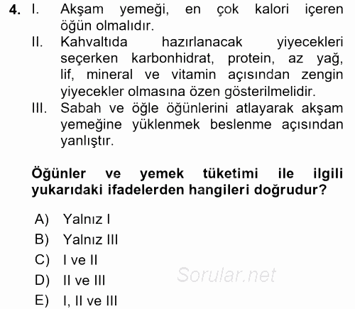 Yiyecek Üretim Temelleri 2017 - 2018 3 Ders Sınavı 4.Soru