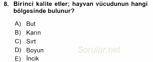 Yiyecek Üretim Temelleri 2017 - 2018 3 Ders Sınavı 8.Soru