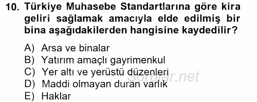 Genel Muhasebe 2 2012 - 2013 Ara Sınavı 10.Soru