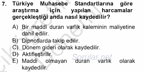 Genel Muhasebe 2 2012 - 2013 Ara Sınavı 7.Soru