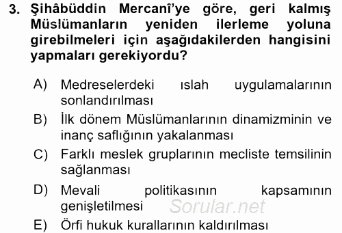XIX. Yüzyıl Türk Dünyası 2015 - 2016 Dönem Sonu Sınavı 3.Soru