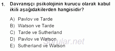 Kriminoloji 2014 - 2015 Dönem Sonu Sınavı 1.Soru