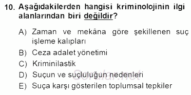 Kriminoloji 2014 - 2015 Dönem Sonu Sınavı 10.Soru