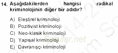 Kriminoloji 2014 - 2015 Dönem Sonu Sınavı 14.Soru