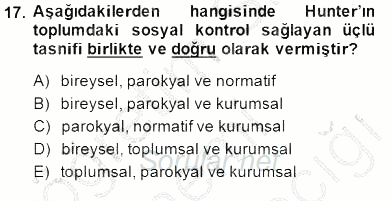 Kriminoloji 2014 - 2015 Dönem Sonu Sınavı 17.Soru