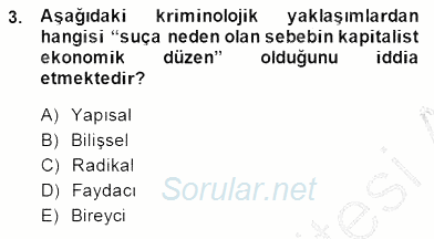 Kriminoloji 2014 - 2015 Dönem Sonu Sınavı 3.Soru