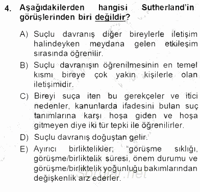 Kriminoloji 2014 - 2015 Dönem Sonu Sınavı 4.Soru