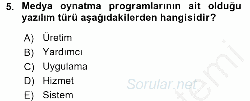 Temel Bilgi Teknolojileri 2 2016 - 2017 Ara Sınavı 5.Soru