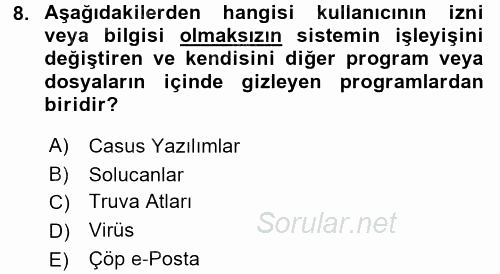 Temel Bilgi Teknolojileri 2 2016 - 2017 Ara Sınavı 8.Soru