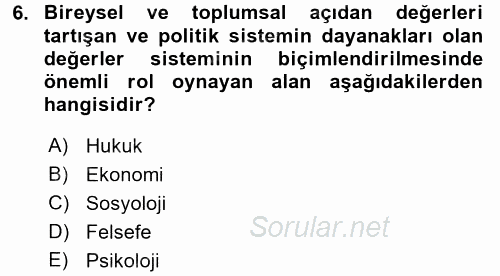 Eğitim Bilimine Giriş 2016 - 2017 Dönem Sonu Sınavı 6.Soru