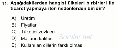 Tedarik Zinciri Yönetimi 2016 - 2017 Dönem Sonu Sınavı 11.Soru