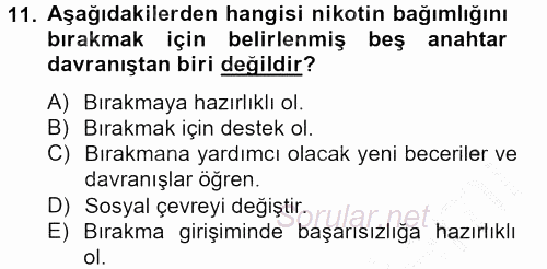Temel Bakım Hizmetleri 2012 - 2013 Dönem Sonu Sınavı 11.Soru