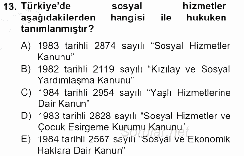 Temel Bakım Hizmetleri 2012 - 2013 Dönem Sonu Sınavı 13.Soru
