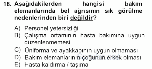 Temel Bakım Hizmetleri 2012 - 2013 Dönem Sonu Sınavı 18.Soru