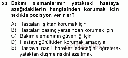 Temel Bakım Hizmetleri 2012 - 2013 Dönem Sonu Sınavı 20.Soru