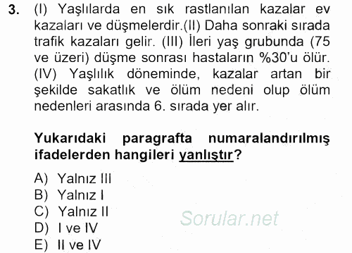 Temel Bakım Hizmetleri 2012 - 2013 Dönem Sonu Sınavı 3.Soru