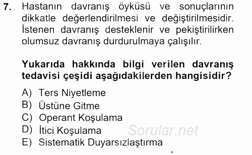 Temel Bakım Hizmetleri 2012 - 2013 Dönem Sonu Sınavı 7.Soru