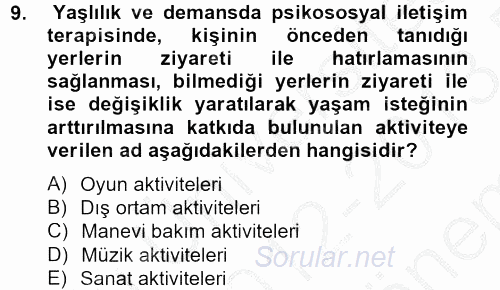 Temel Bakım Hizmetleri 2012 - 2013 Dönem Sonu Sınavı 9.Soru