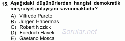 Siyaset Sosyolojisi 2012 - 2013 Ara Sınavı 15.Soru