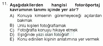 Fotoğrafın Kullanım Alanları 2012 - 2013 Dönem Sonu Sınavı 11.Soru