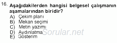 Fotoğrafın Kullanım Alanları 2012 - 2013 Dönem Sonu Sınavı 16.Soru