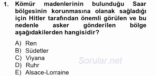 Siyasi Tarih 2 2012 - 2013 Dönem Sonu Sınavı 1.Soru