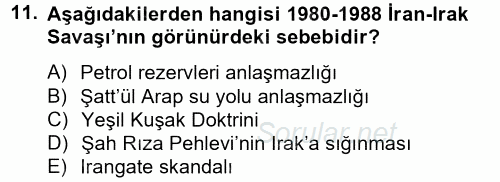 Siyasi Tarih 2 2012 - 2013 Dönem Sonu Sınavı 11.Soru