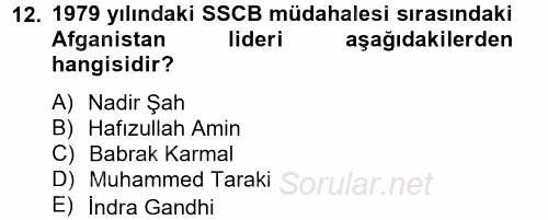 Siyasi Tarih 2 2012 - 2013 Dönem Sonu Sınavı 12.Soru