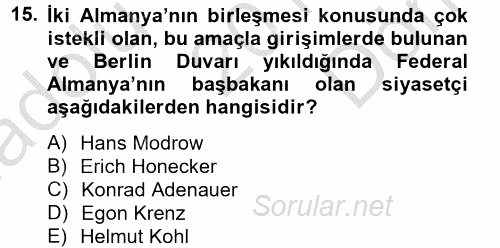 Siyasi Tarih 2 2012 - 2013 Dönem Sonu Sınavı 15.Soru