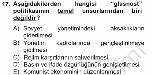 Siyasi Tarih 2 2012 - 2013 Dönem Sonu Sınavı 17.Soru