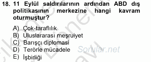 Siyasi Tarih 2 2012 - 2013 Dönem Sonu Sınavı 18.Soru