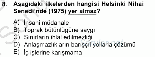 Siyasi Tarih 2 2012 - 2013 Dönem Sonu Sınavı 8.Soru