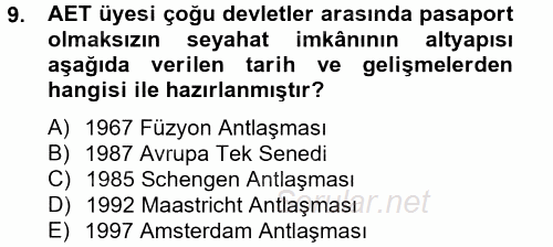 Siyasi Tarih 2 2012 - 2013 Dönem Sonu Sınavı 9.Soru