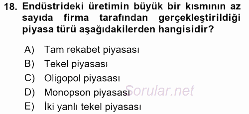 Çalışma Ekonomisi 2015 - 2016 Ara Sınavı 18.Soru