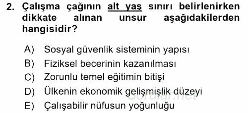 Çalışma Ekonomisi 2015 - 2016 Ara Sınavı 2.Soru