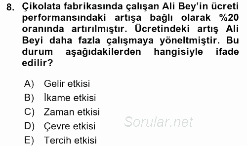 Çalışma Ekonomisi 2015 - 2016 Ara Sınavı 8.Soru