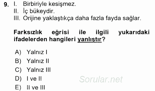 Çalışma Ekonomisi 2015 - 2016 Ara Sınavı 9.Soru