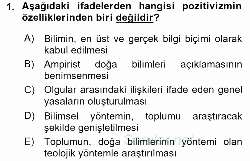 Sosyolojide Araştırma Yöntem ve Teknikleri 2017 - 2018 Dönem Sonu Sınavı 1.Soru