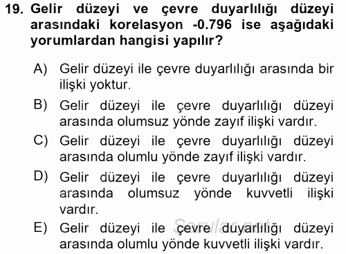 Sosyolojide Araştırma Yöntem ve Teknikleri 2017 - 2018 Dönem Sonu Sınavı 19.Soru
