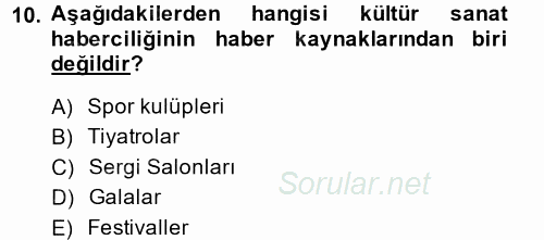 Haber Türleri 2014 - 2015 Dönem Sonu Sınavı 10.Soru