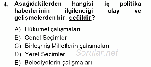 Haber Türleri 2014 - 2015 Dönem Sonu Sınavı 4.Soru